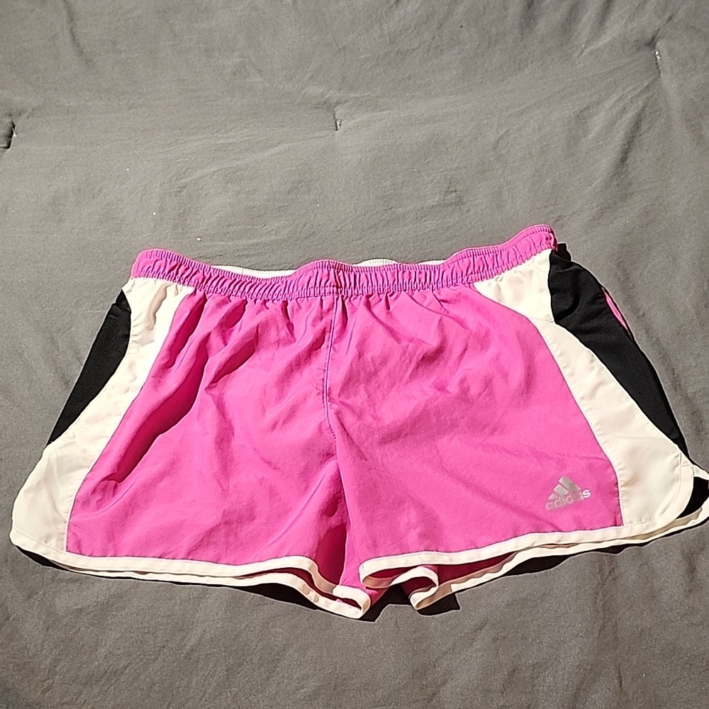Adidas Pink and Black Athletic Shorts with Dynamic Design
